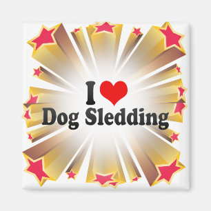 I Love Dog Sledding Magnet