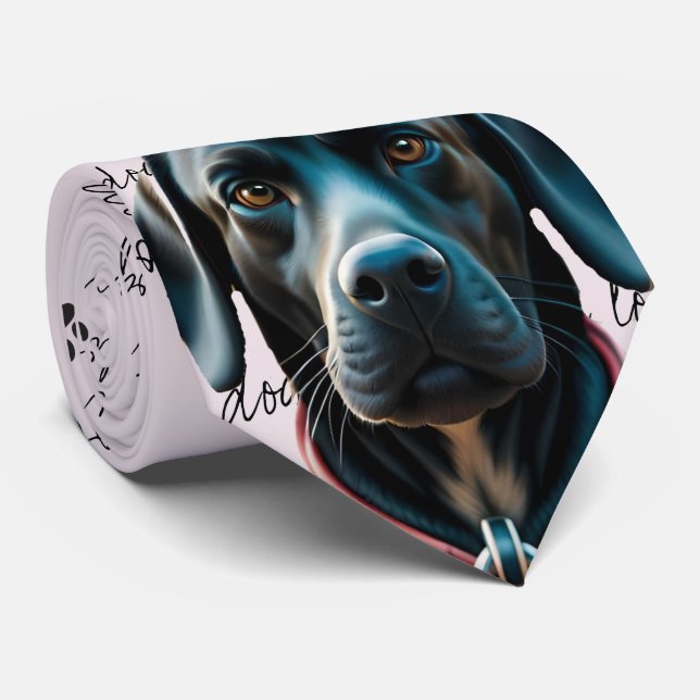 I Love Dogs Black Labrador Neck Tie (Rolled)