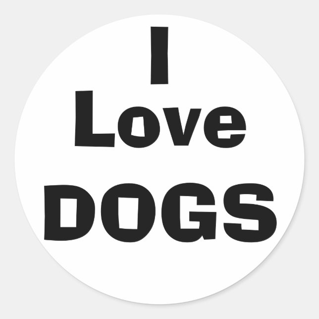 I Love DOGS Classic Round Sticker (Front)
