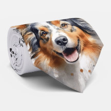 I Love Dogs Collie Dog Neck Tie