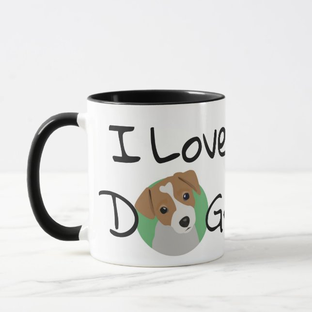 I Love Dogs Jack Russell and Heart Mug (Left)