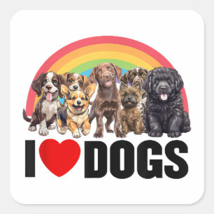 I Love Dogs Shirt, Cute Rainbow Shirt, Funny I Hea Square Sticker