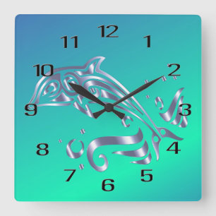 I Love Dolphins Acrylic Wall Clock