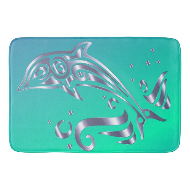 I Love Dolphins Bath Mat (Front)