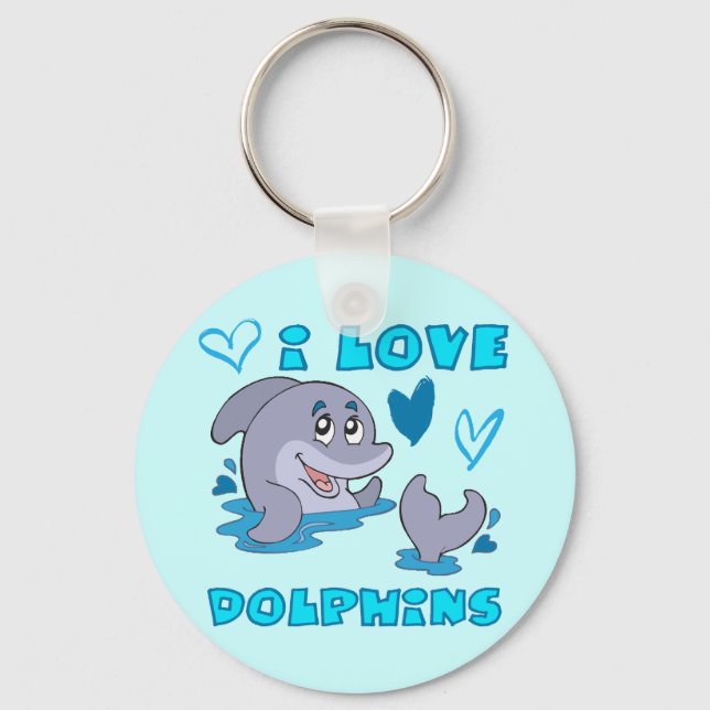 I Love Dolphins Key Ring (Front)