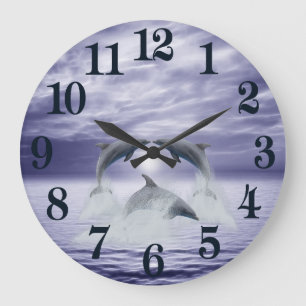 I love dolphins large clock