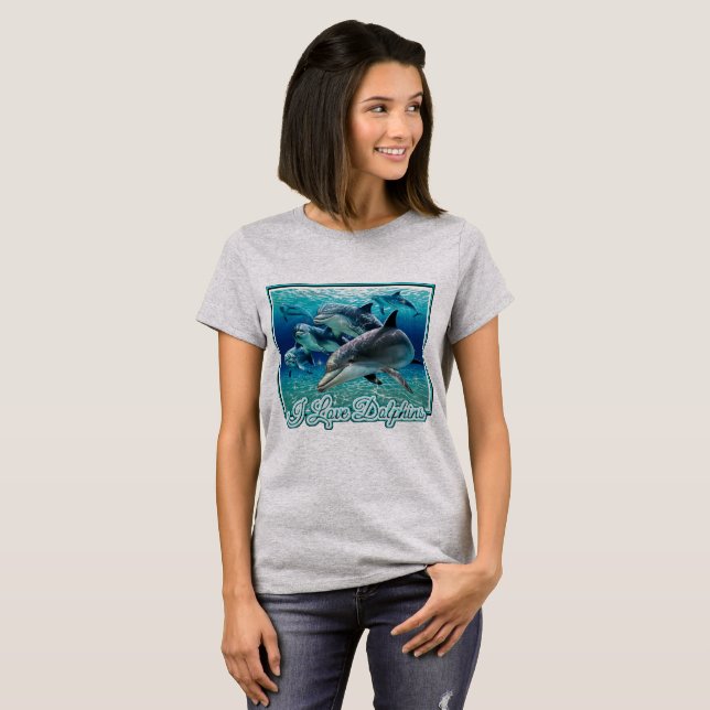 I Love Dolphins T-Shirt (Front Full)