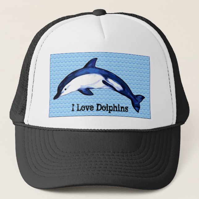 I Love Dolphins Trucker Hat (Front)