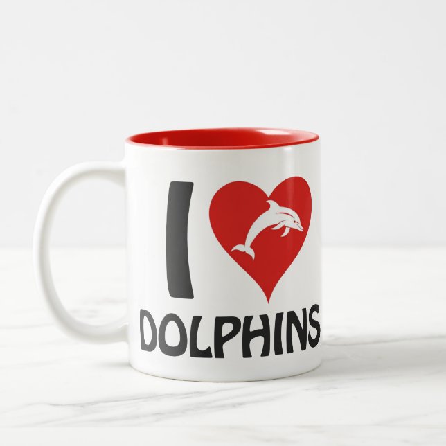 I love Dolphins Two-Tone Coffee Mug (Left)