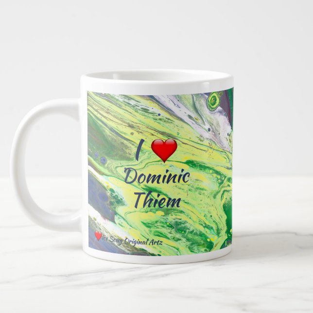 I Love Dominc Thiem Abstract Personalise Large Coffee Mug (Left)