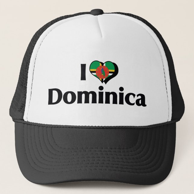 I Love Dominica Flag Trucker Hat (Front)