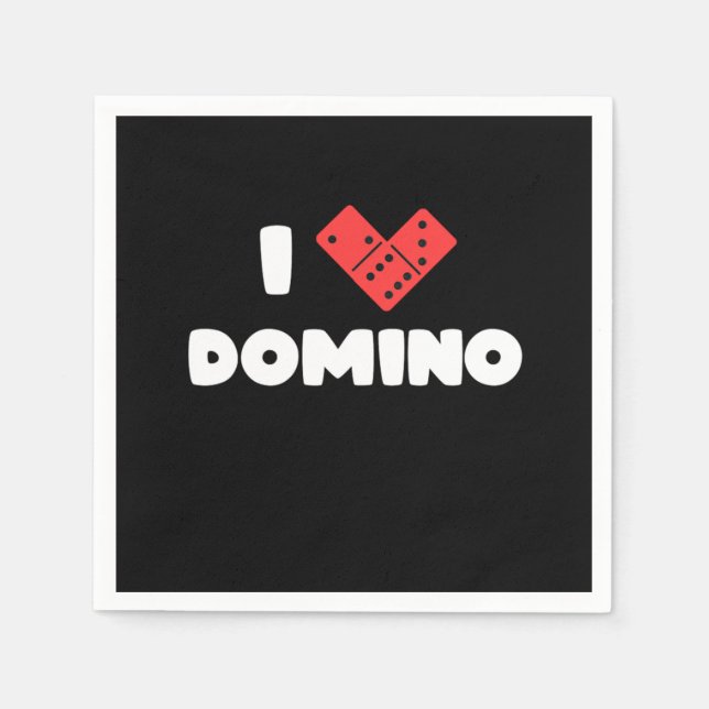 I Love Domino Game Player Tiles Puzzler Game Gift Napkin (Front)
