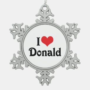 I Love Donald Snowflake Pewter Christmas Ornament