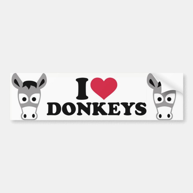 I Love Donkeys Bumper Sticker (Front)