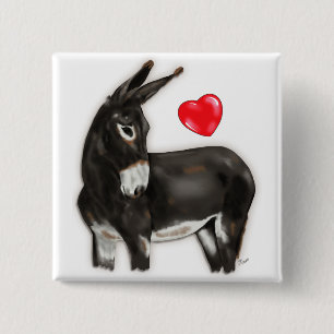 I Love Donkeys Demure Donkey 15 Cm Square Badge