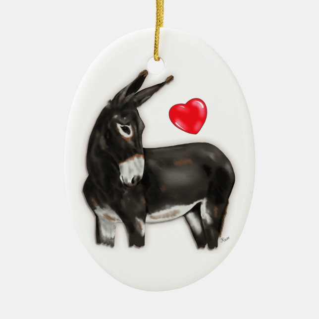 I Love Donkeys Demure Donkey Ceramic Tree Decoration (Front)
