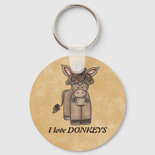 I love DONKEYS keychain (Front)