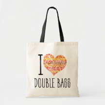 I Love Double Bass Orange Mandala Heart