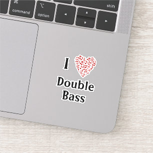 I Love Double Bass Red Heart of Music Notes Vinyl