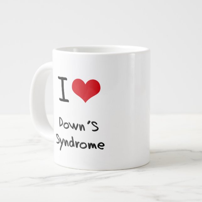 I Love Down's Syndrome Large Coffee Mug (Front Left)