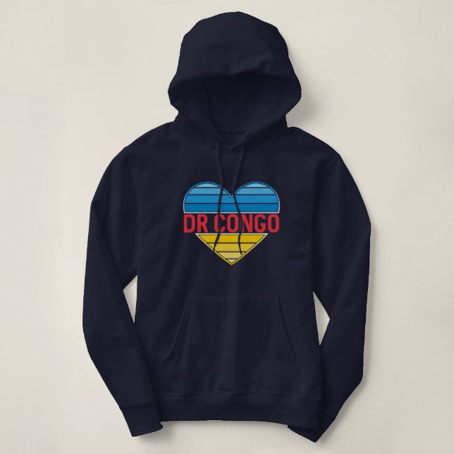 I Love DR Congo, Congo-Kinshasa Heart Hoodie (Design Front)