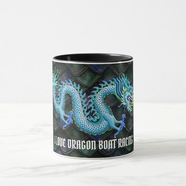 I love Dragon Boat Racing Blue Dragon Mug (Center)