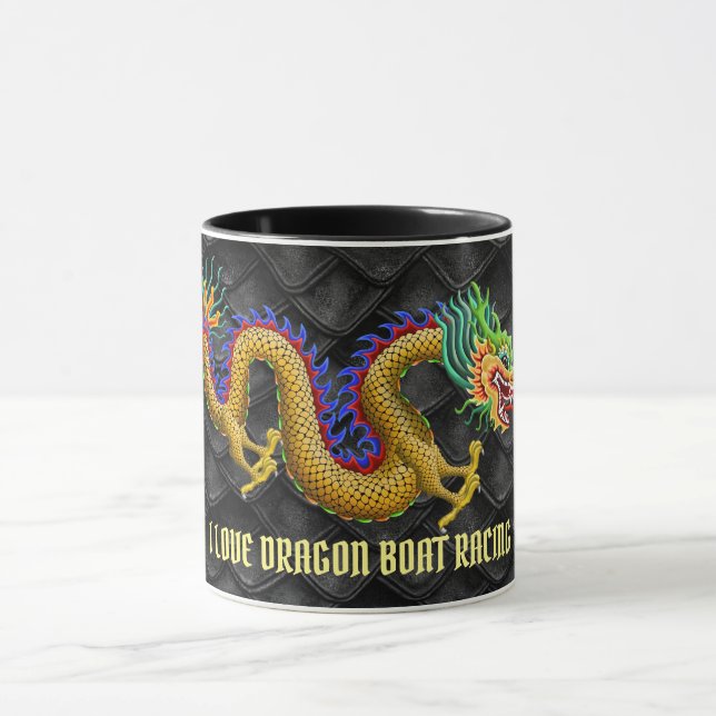 I love Dragon Boat Racing Gold Dragon Mug (Center)