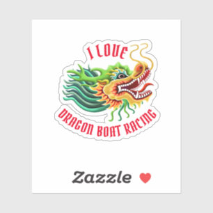 I Love Dragon Boat Racing Gold & Red Logo