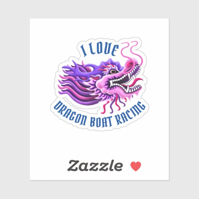 I Love Dragon Boat Racing Pink & Purple Logo (Sheet)