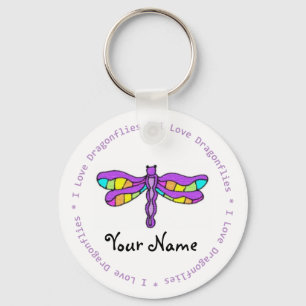 I Love Dragonflies Customisable Keychain