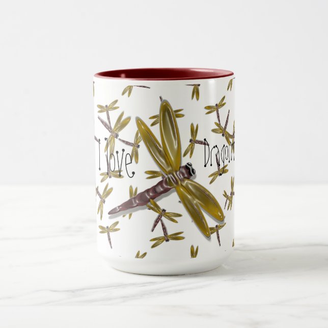 I love Dragonflies Digital and Graphics Art Mug (Center)