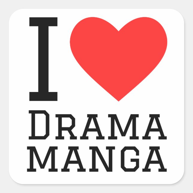 I love drama manga square sticker (Front)
