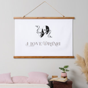 I Love Drama, Theatre Masks Performing Arts Hanging Tapestry