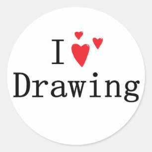 I Love Drawing Classic Round Sticker