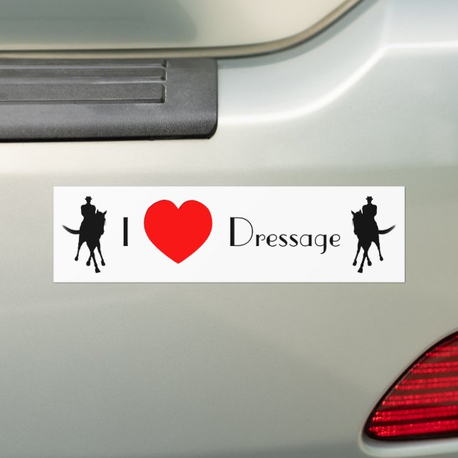 I Love Dressage Horse And Rider Bumper Sticker (On Car)