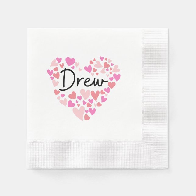 I love Drew - hearts for Drew Napkin (Front)