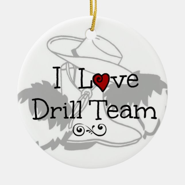 I Love Drill Team Ceramic Tree Decoration (Front)