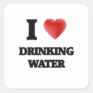 I love Drinking Water Square Sticker