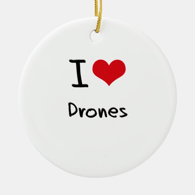 I Love Drones Ceramic Tree Decoration (Front)