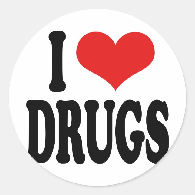 I Love Drugs Classic Round Sticker (Front)