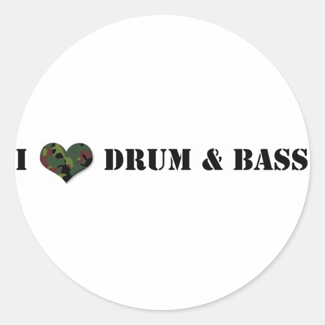 I Love Drum and Bass Classic Round Sticker (Front)