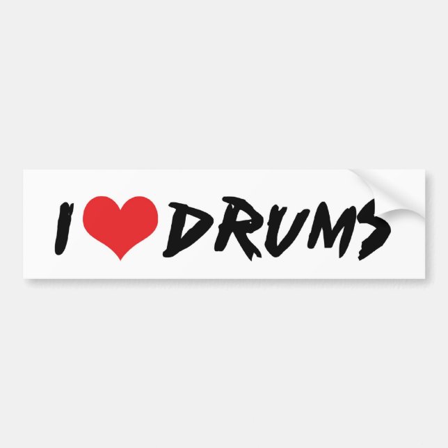 I Love Drums Bumper Sticker (Front)
