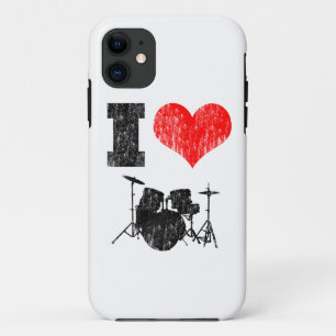 I Love Drums Distressed iPhone 11 Case