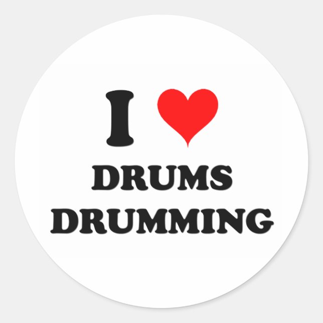 I Love Drums Drumming Classic Round Sticker (Front)