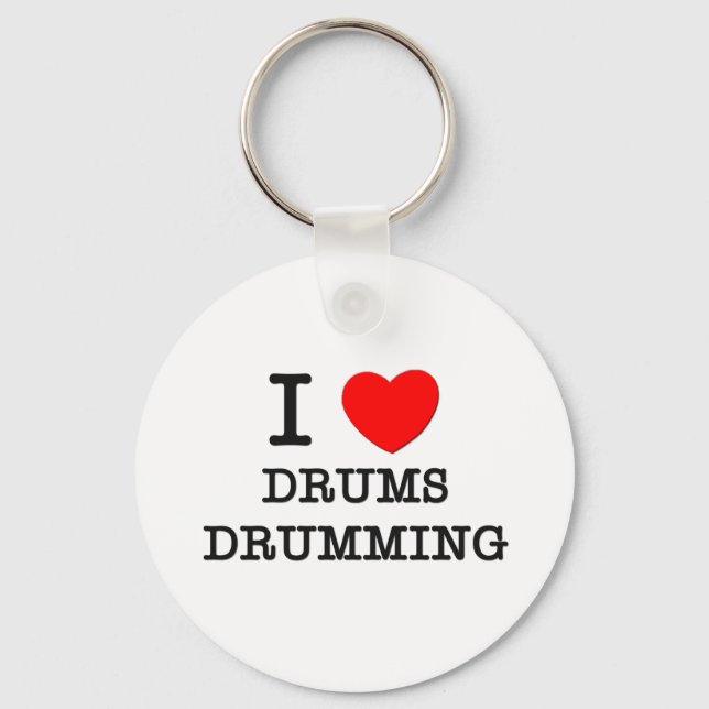 I Love Drums Drumming Key Ring (Front)