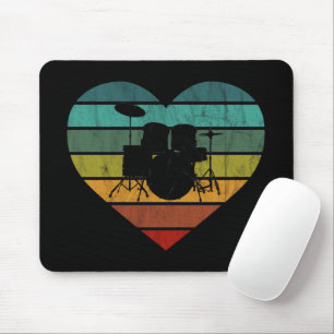 I Love Drums Retro Heart Mouse Mat
