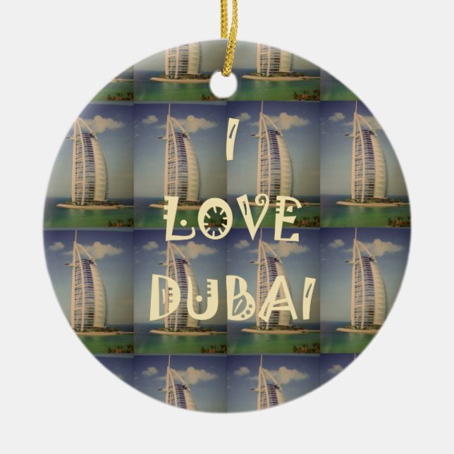 I Love Dubai Ceramic Tree Decoration (Front)