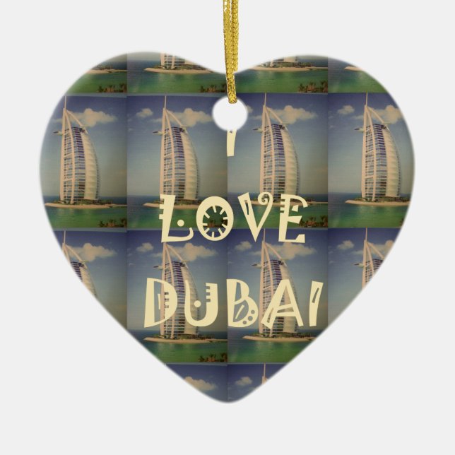 I Love Dubai Ceramic Tree Decoration (Front)