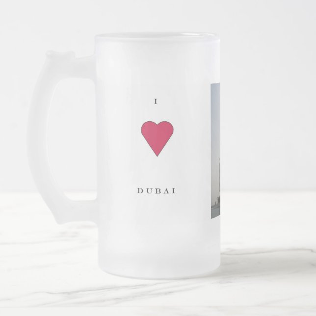 I Love Dubai Frosted Glass Beer Mug (Left)