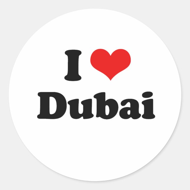 I Love Dubai Tshirt Classic Round Sticker (Front)